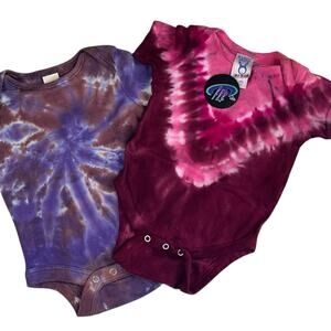 Baby One Piece Bundle Size 6 Months 2 Handmade Tie Dye Outfits Colorful New NWT